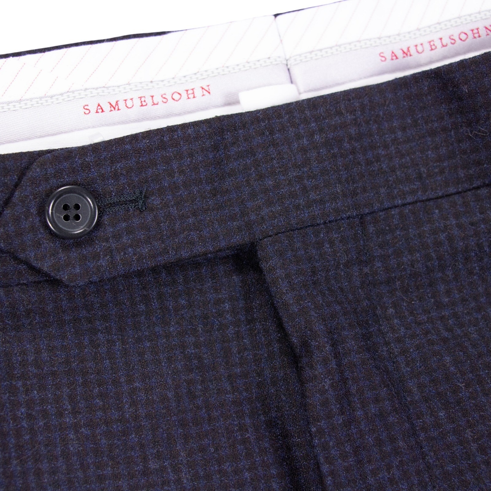 Nwt Samuelsohn Mens 38x37 Wool Dress Pants Gray Plaid Flat Front Unhemmed $350